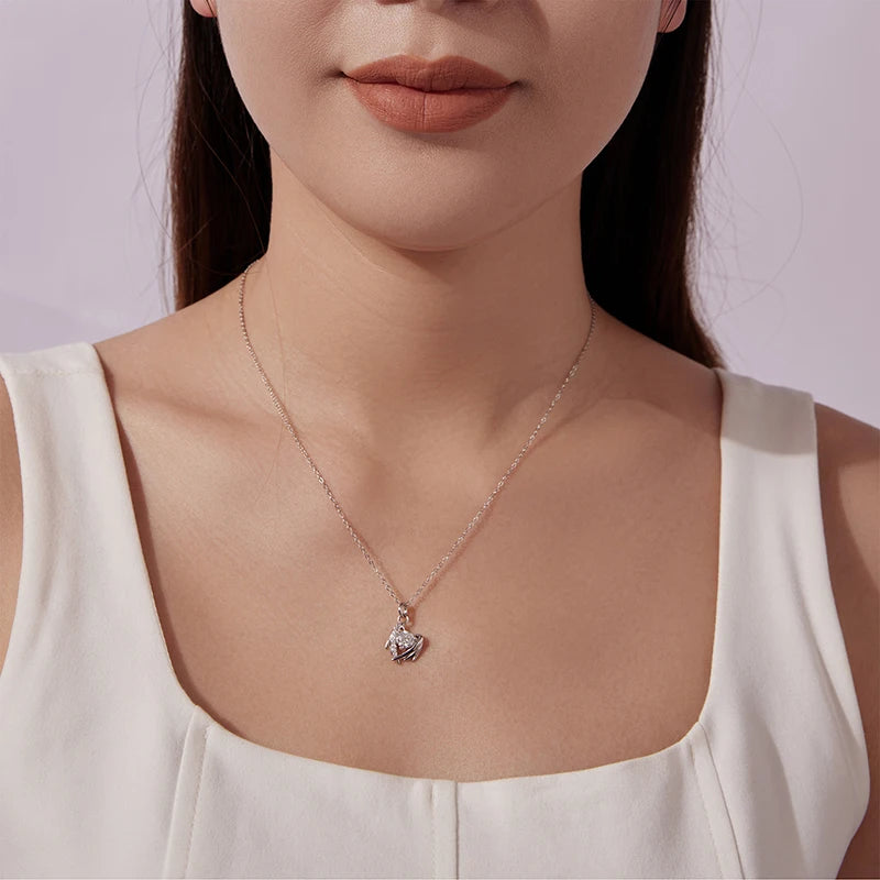 Collier Cœur Ailé Moissanite 0,5ct en Argent 925 avec Certificat
