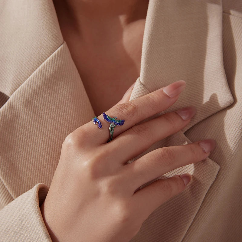 Bague Ajustable Phénix en Argent 925