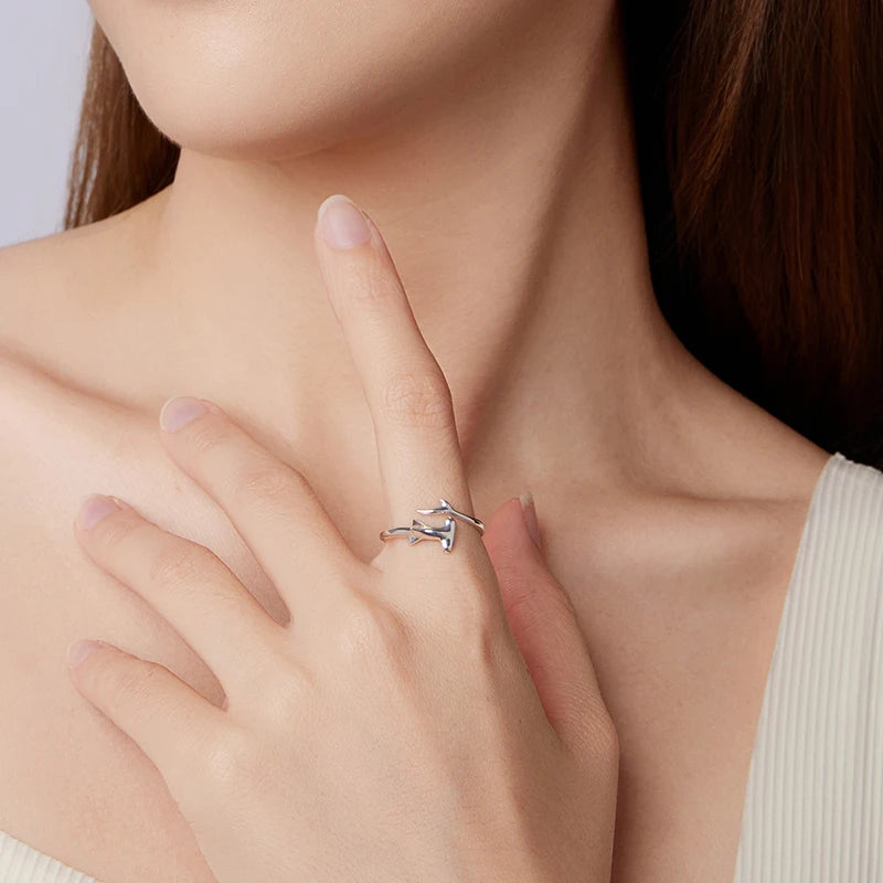 Bague Ajustable Requin-Marteau en Argent 925