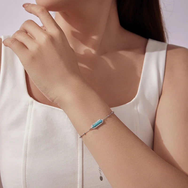 Bracelet Turquoise Minimaliste en Argent 925