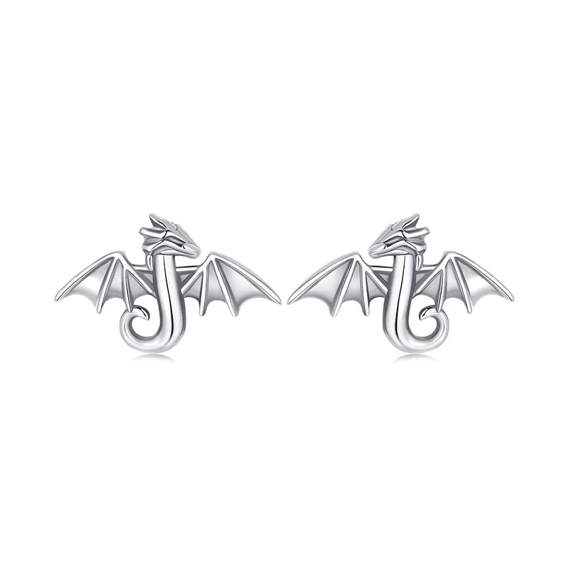 Boucles d'Oreilles Puces Mini Dragon Volant en Argent 925