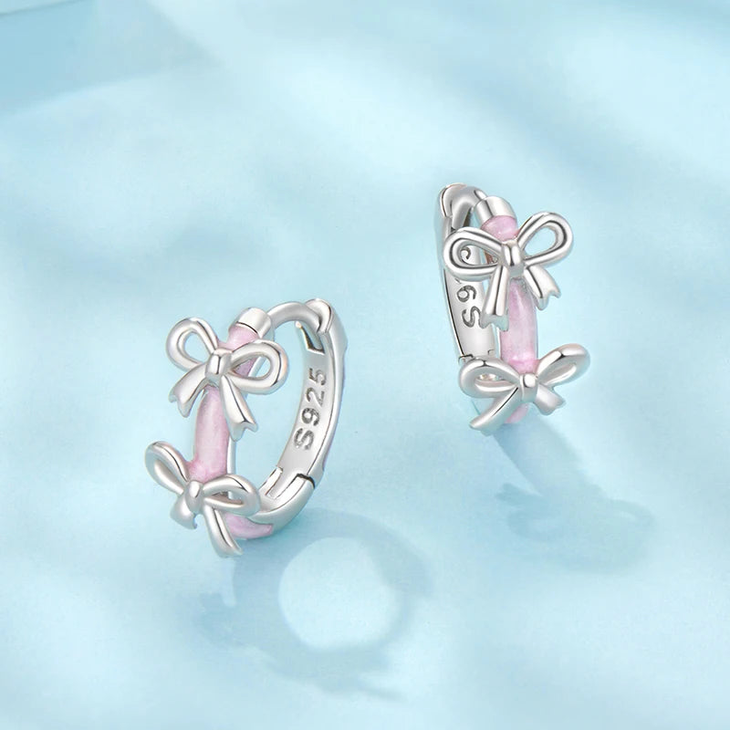 Créoles Nœud Rose en Argent 925