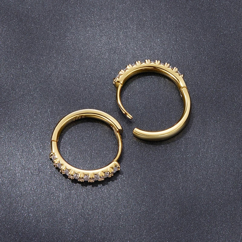 Créoles Rondes Moissanite Plaqué Or 18K en Argent 925