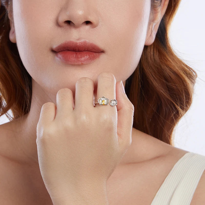 Bague Ajustable Orchidée Phalaenopsis en Argent 925