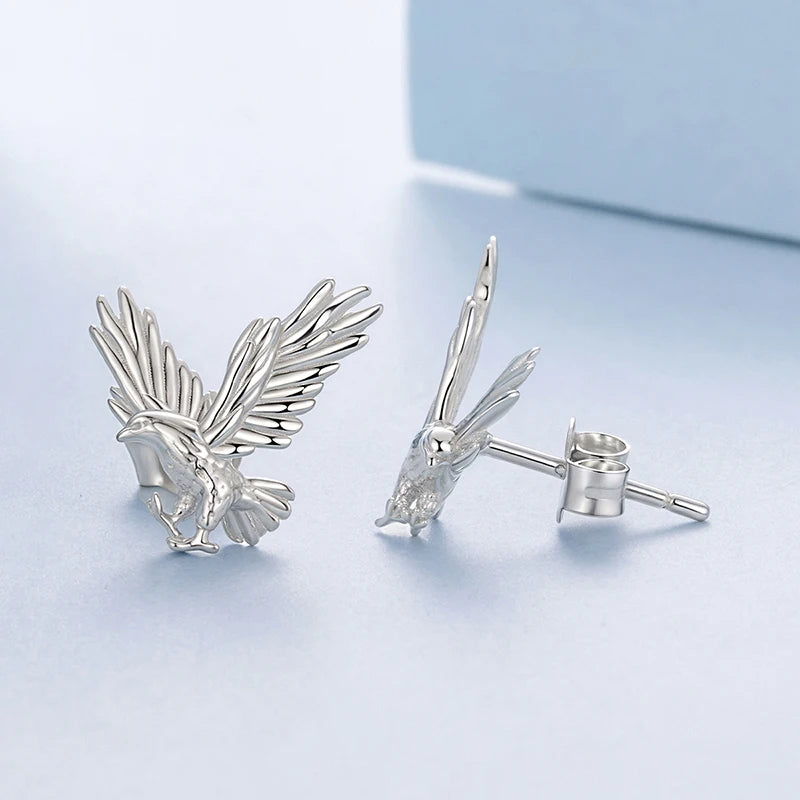 Boucles d'Oreilles Puces Aigle en Argent 925