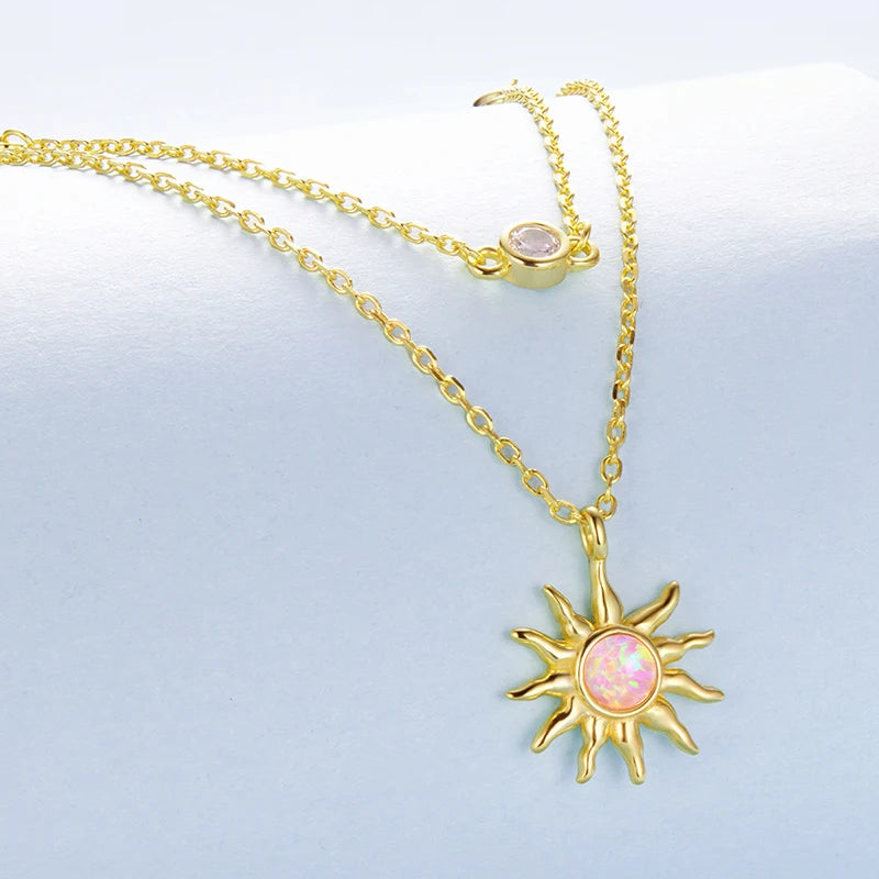 Collier Double Rang Soleil Opale en Argent 925
