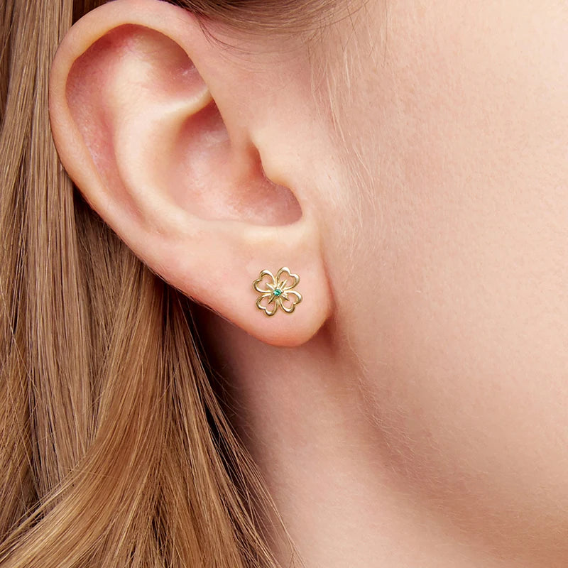 Boucles d'Oreilles Puces Trèfle en Argent 925