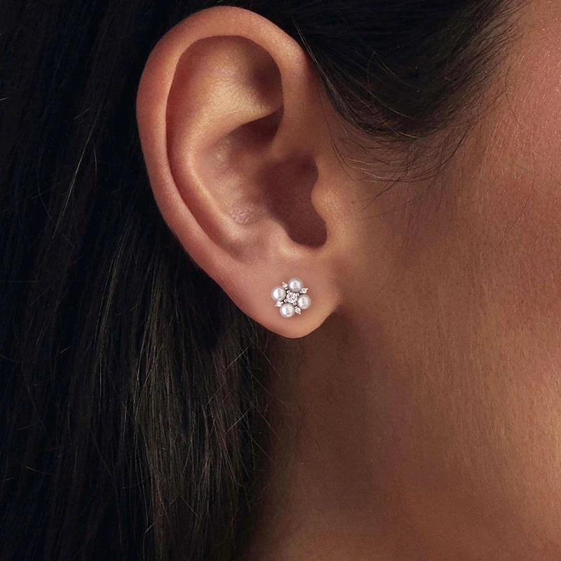 Boucles d'Oreilles Puces Trèfle Moissanite en Argent 925 avec Certificat