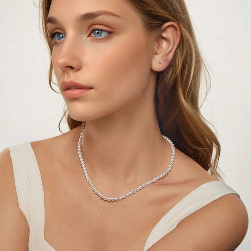 Collier Perles de Coquillage 5mm en Argent 925