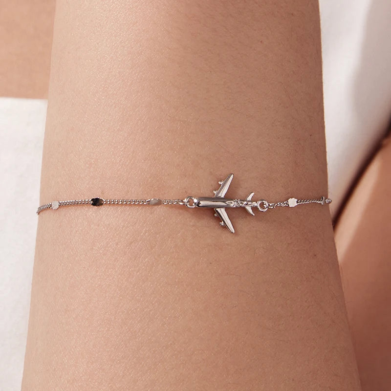Bracelet Avion Voyage en Argent 925