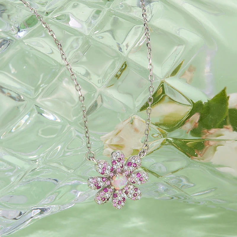 Collier Marguerite Rose en Argent 925