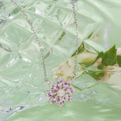 Collier Marguerite Rose en Argent 925