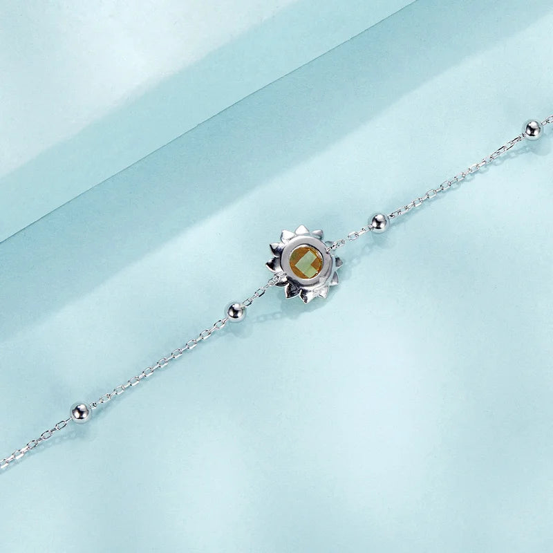 Bracelet à Breloque Tournesol en Argent 925