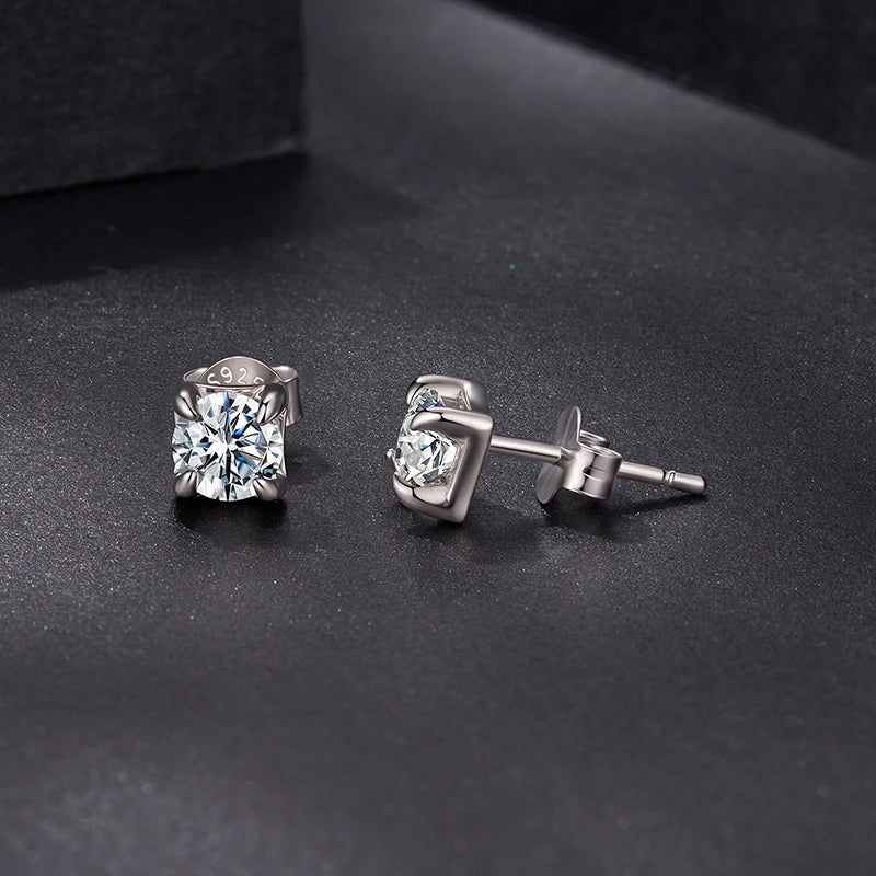 Boucles d'Oreilles Puces Moissanite Taille Carrée 0,5ct en Argent 925