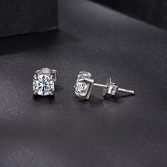 Boucles d'Oreilles Puces Moissanite Taille Carrée 0,5ct en Argent 925