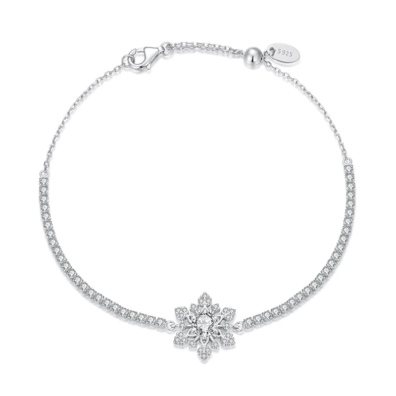 Bracelet Ajustable Fleur de Givre en Argent 925