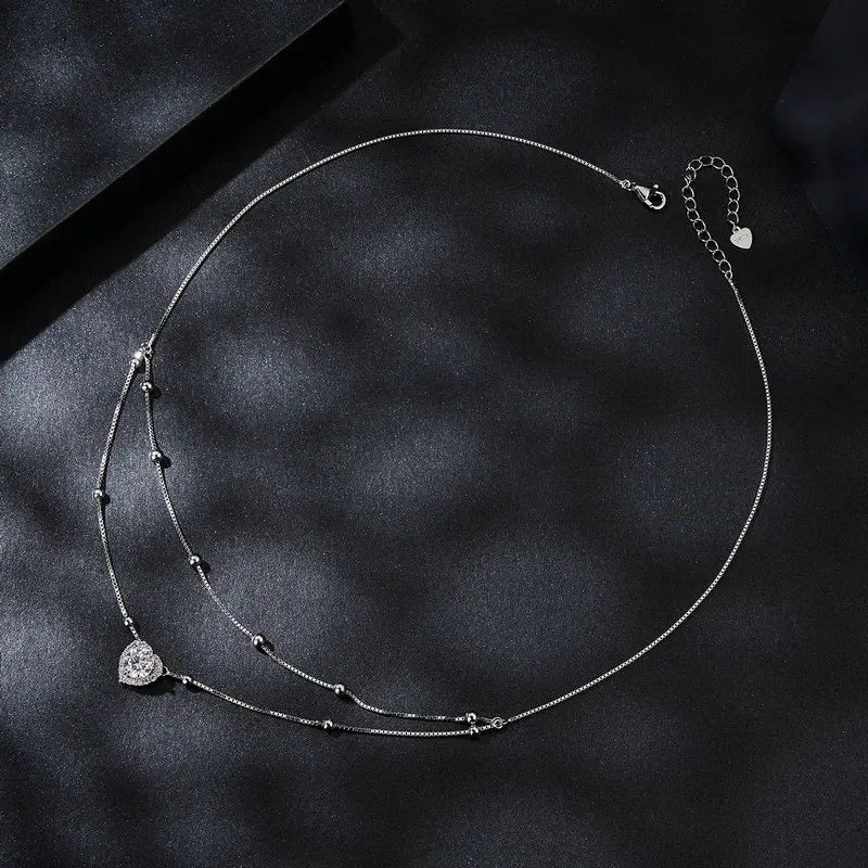 Collier Moissanite Double Rang en Argent 925 avec Certificat