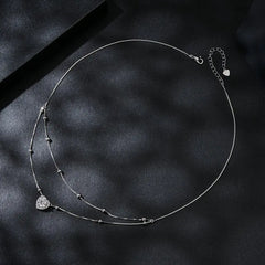 Collier Moissanite Double Rang en Argent 925 avec Certificat