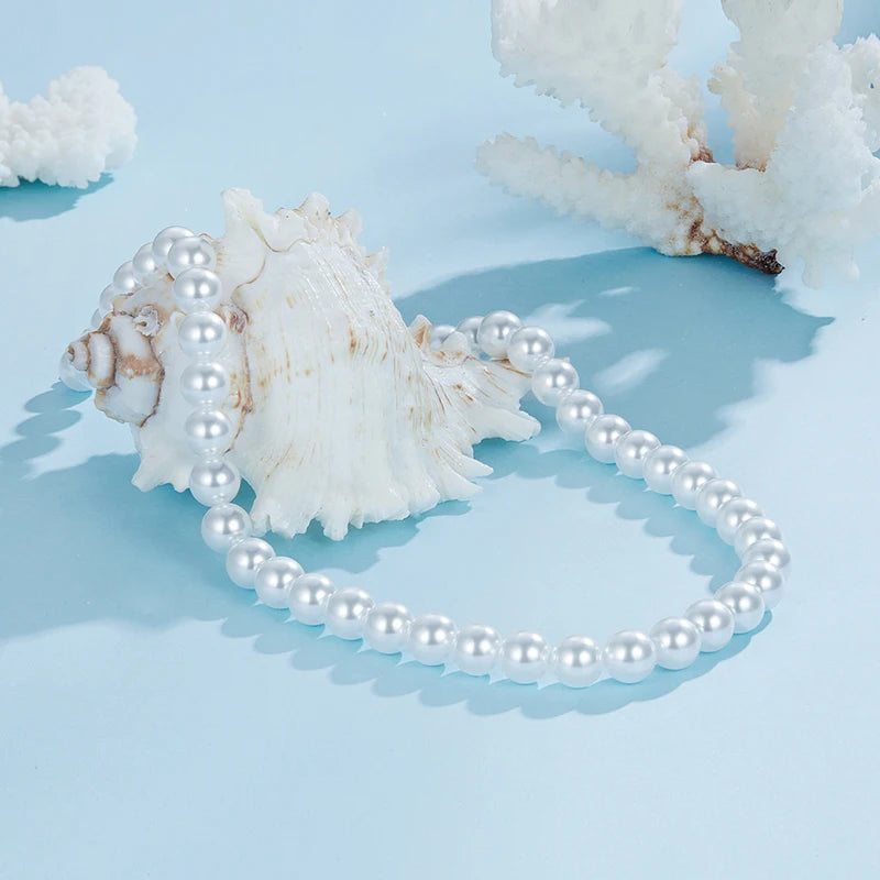 Collier Perles de Coquillage 8mm en Argent 925