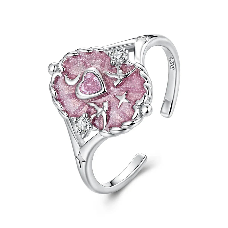 Bague Ajustable Carte de Tarot Les Amoureux en Argent 925