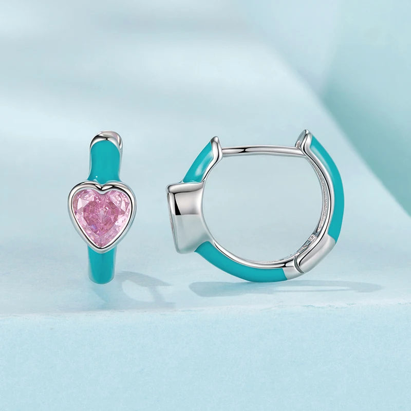 Créoles Cœur Rose en Argent 925