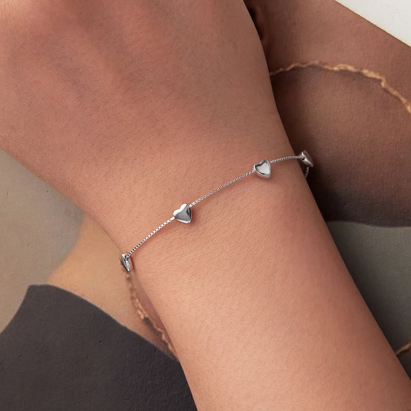 Bracelet Maillons Cœur en Argent 925