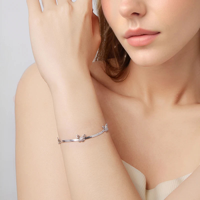Bracelet à Breloque Papillon en Argent 925