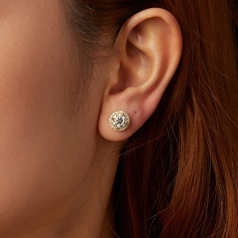 Boucles d'Oreilles Puces Moissanite 1ct en Argent 925 avec Certificats