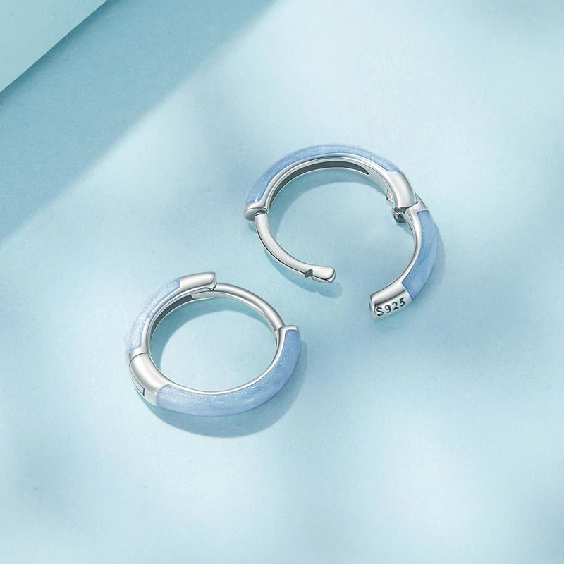 Créoles Anneau Bleu en Argent 925