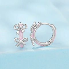 Créoles Nœud Rose en Argent 925