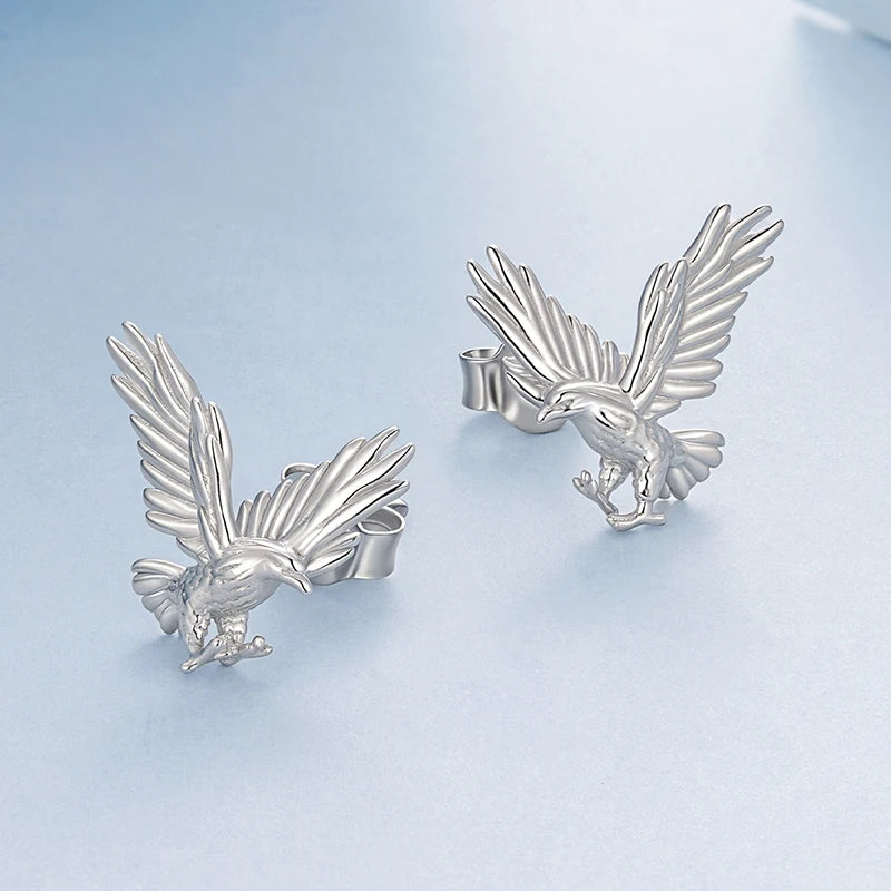 Boucles d'Oreilles Puces Aigle en Argent 925