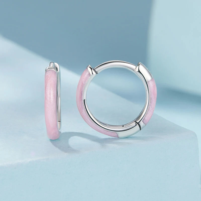 Créoles Anneau Rose en Argent 925