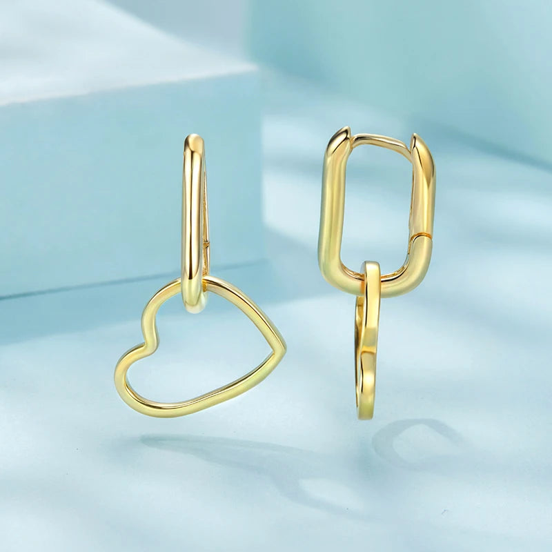 Créoles en U Pendentif Cœur Ajouré en Argent 925