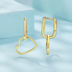 Créoles en U Pendentif Cœur Ajouré en Argent 925