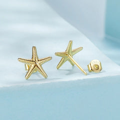 Boucles d'Oreilles Puces Petite Étoile de Mer en Argent 925