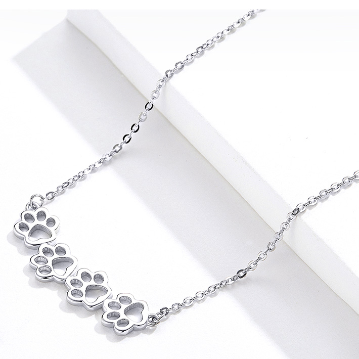 Collier Pattes en argent 925 plaqué or blanc ajustable - Photo 4