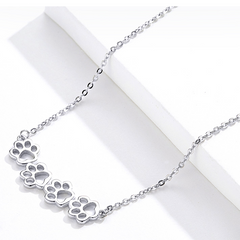 Collier Pattes en argent 925 plaqué or blanc ajustable - Photo 4