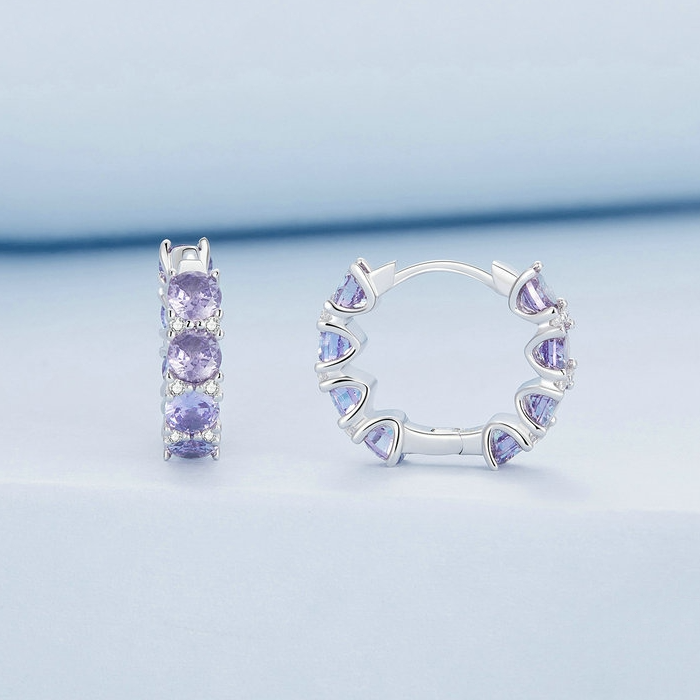 Boucles d'oreilles Créoles Violettes - Image 3