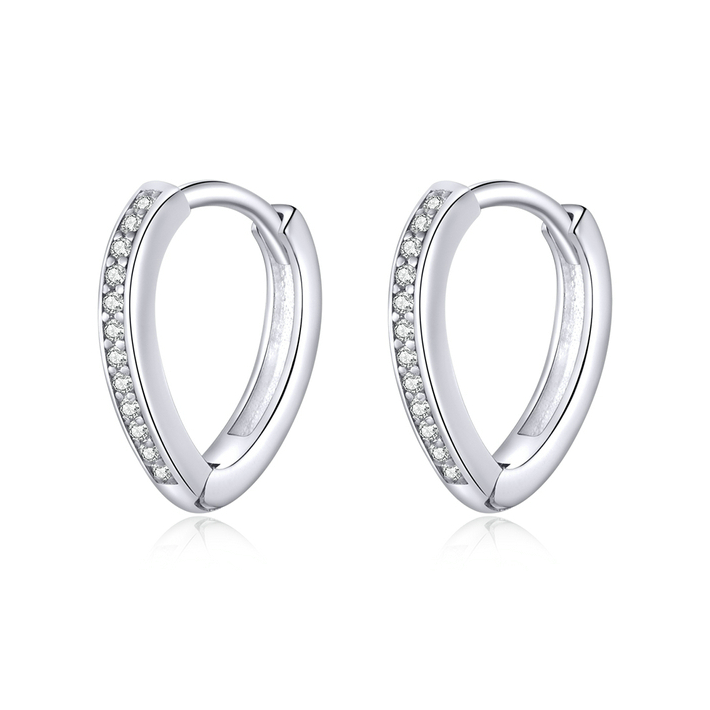 Boucles d’Oreilles Créoles Brillants en argent 925 plaqué or blanc avec zircons blancs