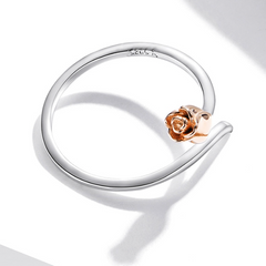 Bague Rose en argent 925 plaqué or blanc et or rose ajustable - Photo 4
