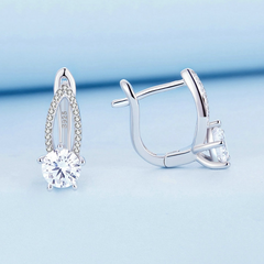 Boucles d’Oreilles Pendentif Brillants en argent 925 plaqué or blanc avec zircons blancs - Photo 3