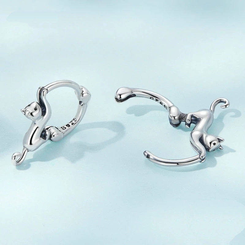 Boucles d'Oreilles Créoles Chats - Image 3