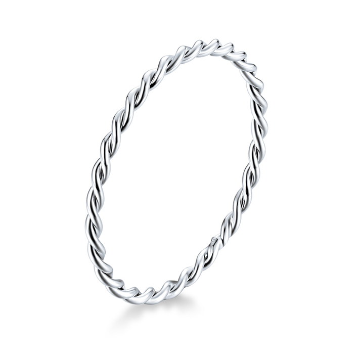 Bague Tressée Fine en argent 925 plaqué or blanc - Photo 4