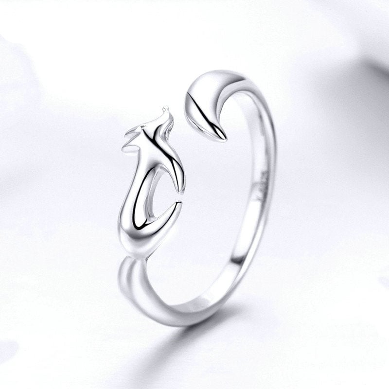 Bague Renard en argent 925 plaqué or blanc ajustable - Photo 3