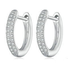 Boucles d’Oreilles Créoles Brillantes en argent 925 plaqué or blanc avec zircons blancs