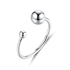 Bague Sphère en argent 925 plaqué or blanc ajustable