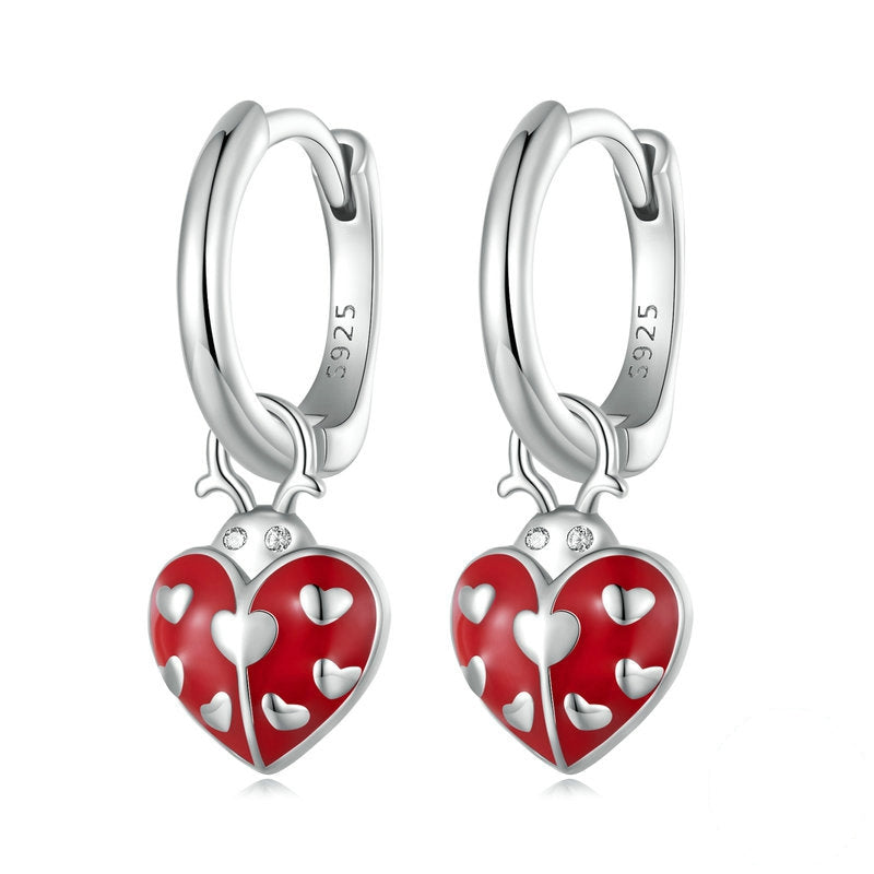 Boucles d'Oreilles Créoles Pendentif Coccinelles