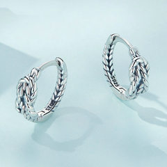 Boucles d’Oreilles Créoles Noeud Infini Argent Sterling 925 plaqué or blanc - Photo 4