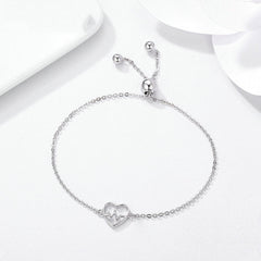 Bracelet Coeur ECG en argent 925 plaqué or blanc ajustable - Photo 4