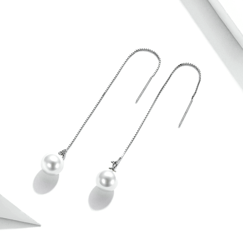 Chaînes D’oreilles Perles en argent 925 plaqué or blanc avec perles - Photo 2
